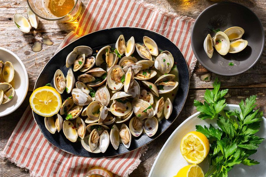 Grilled Clams with Lemon Parsley Butter