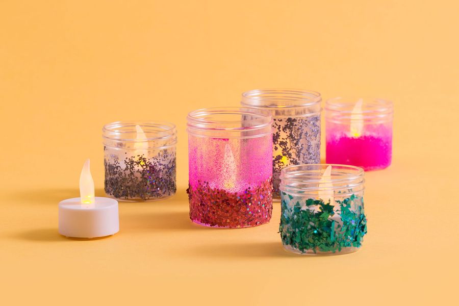 DIY Glittery Tea Light Holders