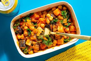 Chickpea and eggplant tagine with dried apricots