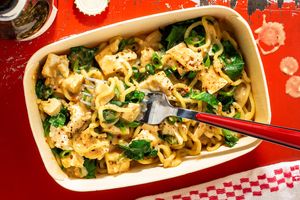 Spicy Sichuan dan dan noodles with tofu and kale