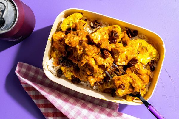 Chicken biryani with spiced cauliflower and raisins