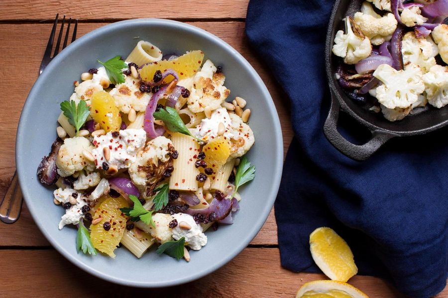 Sicilian rigatoni with cauliflower, oranges, pine nuts, and currants