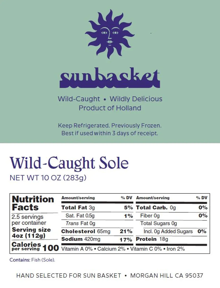Wild Sole Fillets (2 count) Nutrition