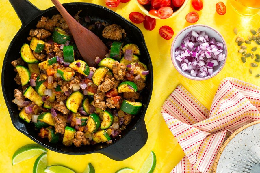Tex-Mex turkey skillet with green chiles and tomatoes