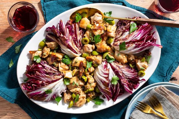 Chicken Marbella with dates and chicories
