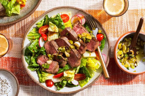 Steak salad with chipotle vinaigrette and charred scallion relish
