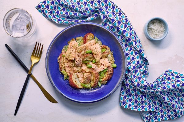 Caramelized Onion Salmon Potato Salad