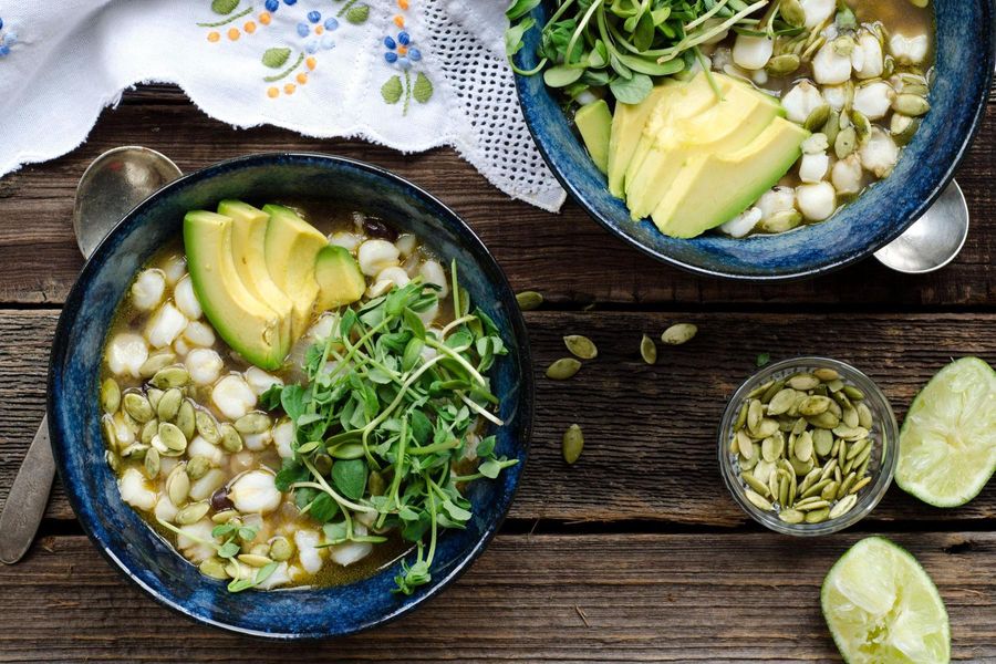 Spicy vegetarian pozole 