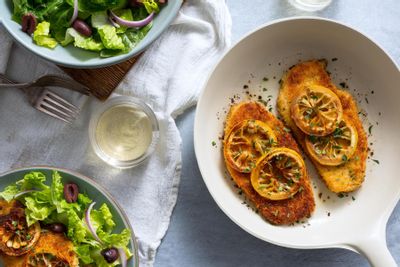 Chicken Milanese with charred lemon and insalata romana | Sunbasket