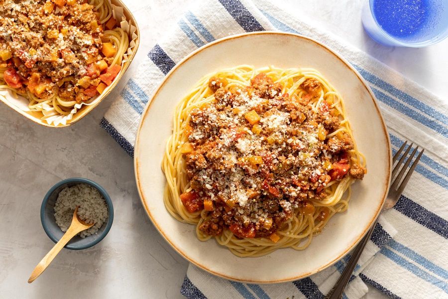 Beef Bolognese with spaghetti