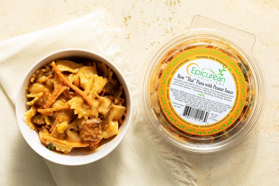 Bok Choy and Bowtie Pasta Salad with Thai-Style Peanut Sauce