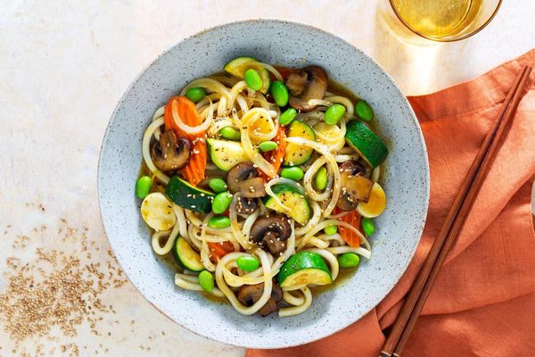 Japanese curry udon with edamame