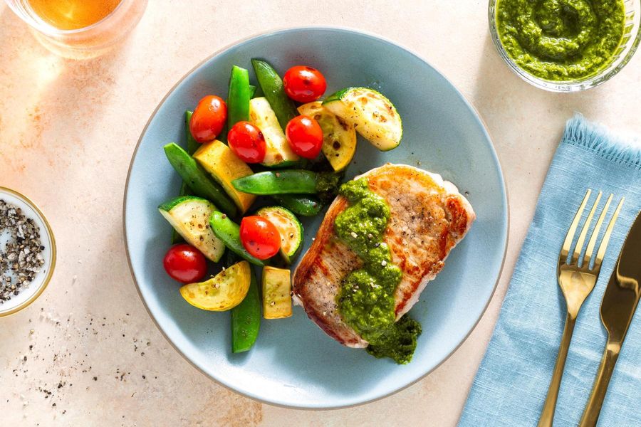 Provençal vegetables with your choice of protein and chimichurri