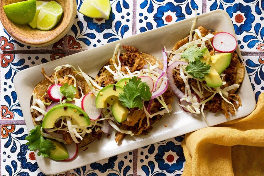 Pork Carnitas Tacos with Cabbage Slaw and Avocado image