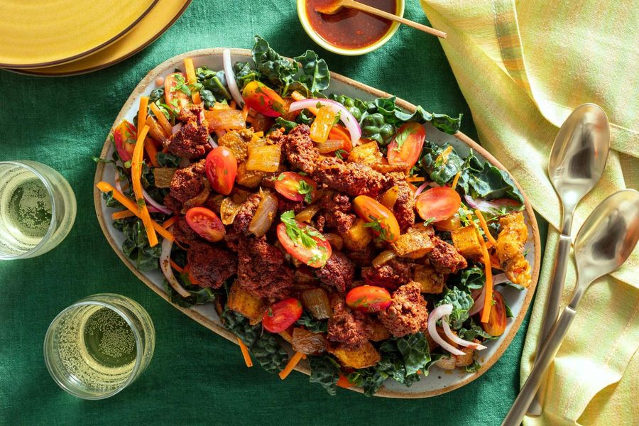 Kale taco salad with new potatoes and honey-lime vinaigrette