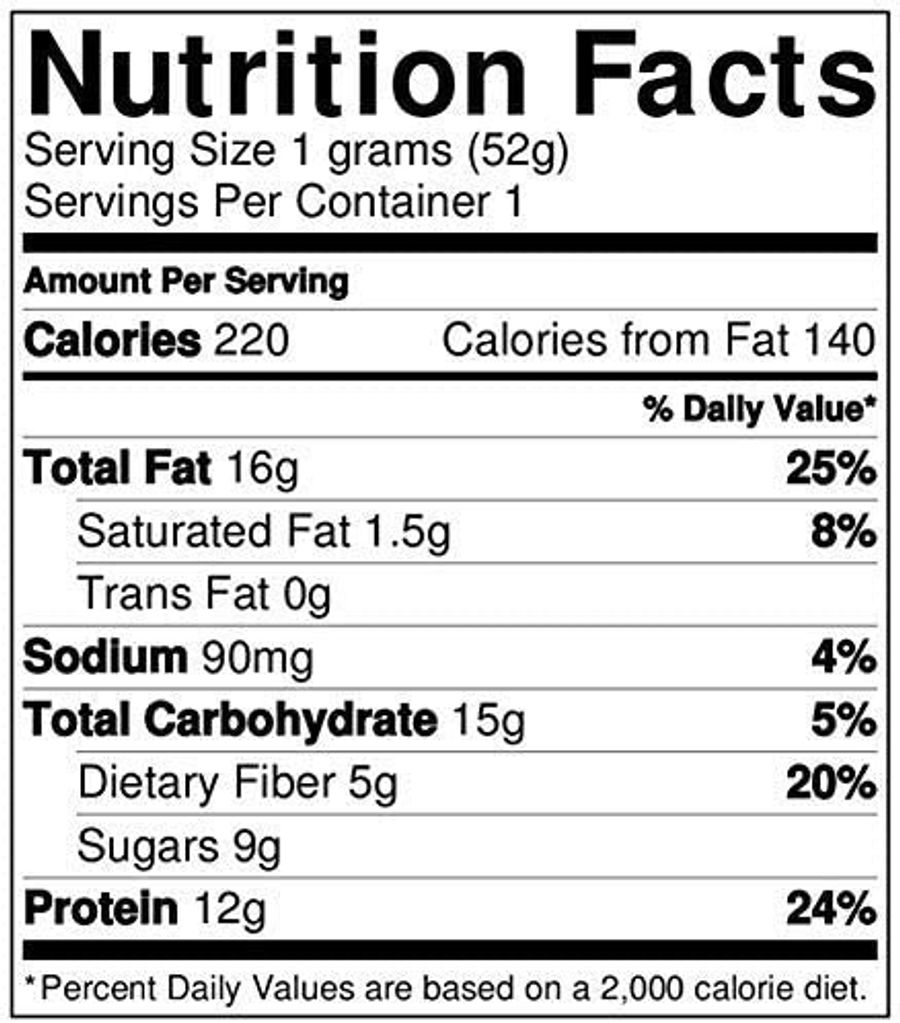 Organic Raw Protein Bar, Almond Vanilla (2 count) Nutrition