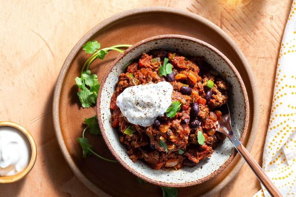 Beef chili with cheddar and Greek yogurt