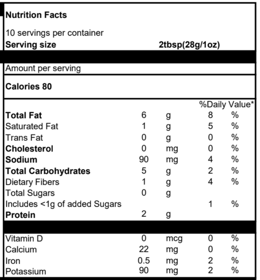 Caramelized Onion Hummus Nutrition