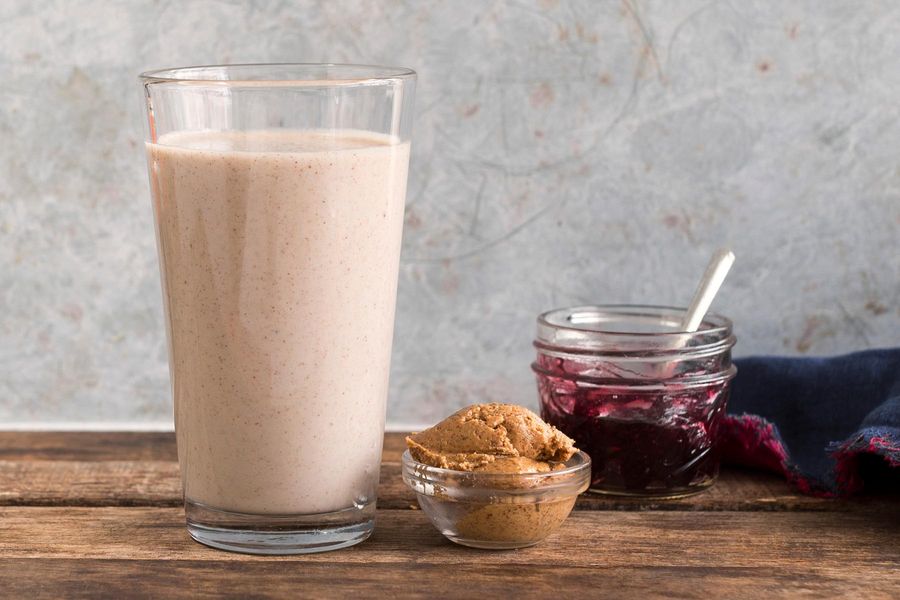Almond butter and jelly protein shakes