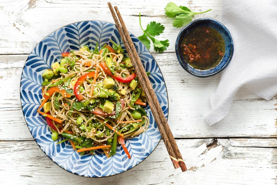 Cold soba noodle salad 