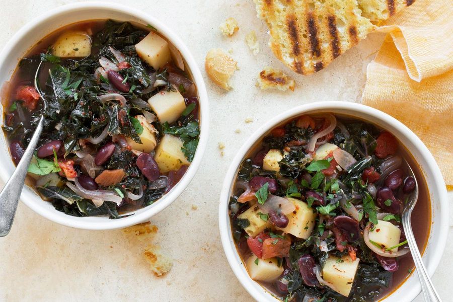 Portuguese kale and red bean soup