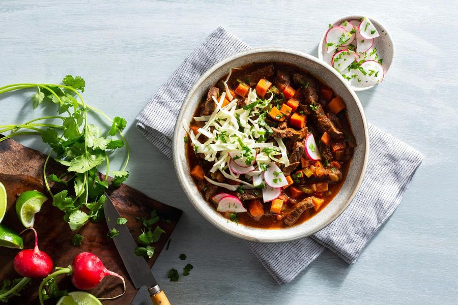 Spicy Texas steak chili with sweet potato and chipotle