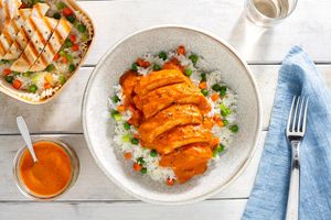 Chicken tikka masala with basmati rice pilaf