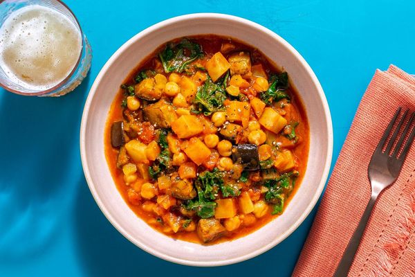 Chickpea and eggplant tagine with dried apricots