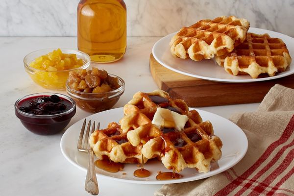 Artisanal Belgian Waffles with Apple-Cinnamon Compote