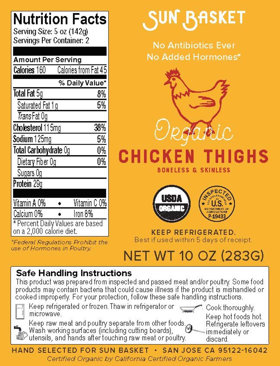 Organic Boneless Skinless Chicken Thighs 2 Count Sunbasket