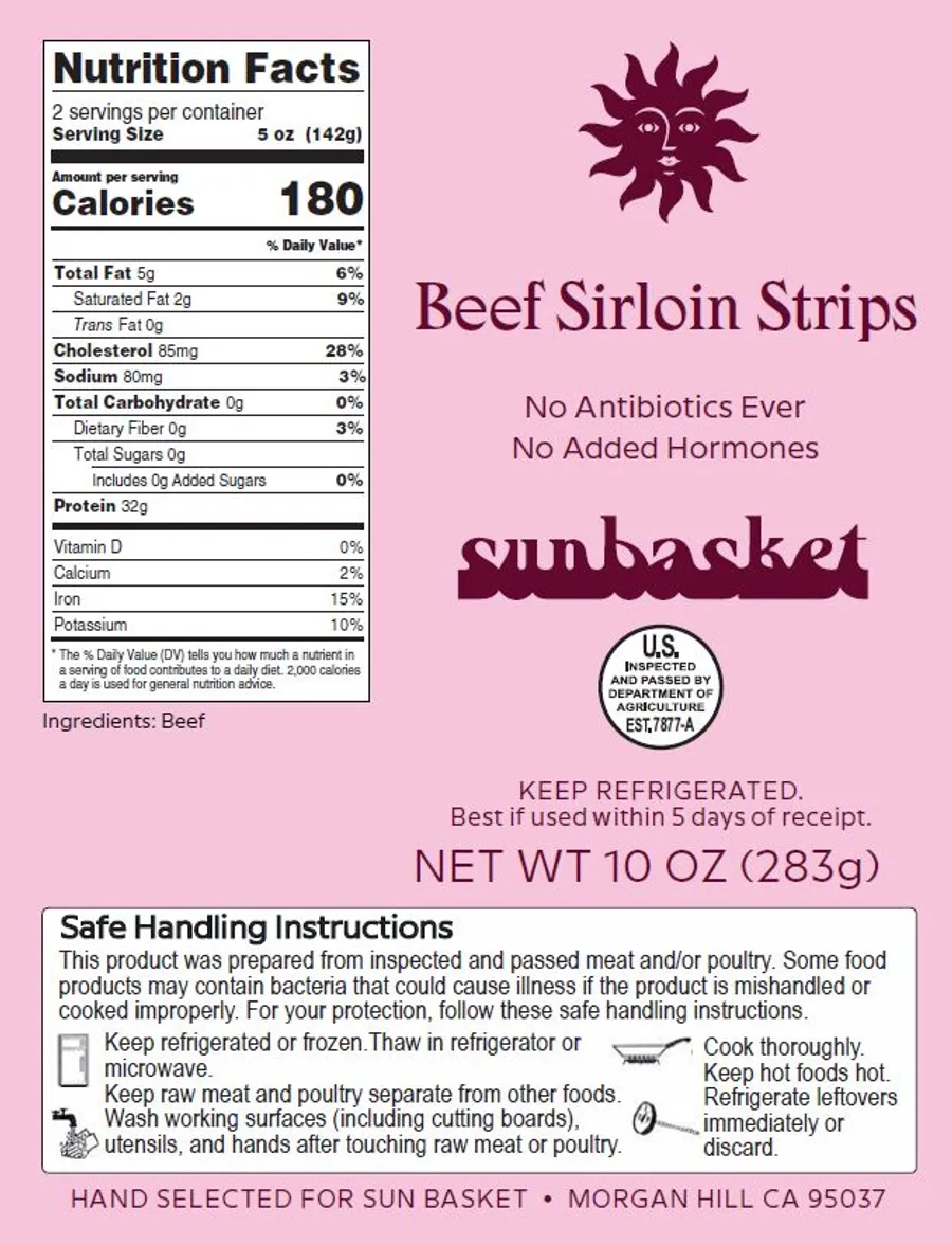 Top Sirloin Steak Strips Nutrition