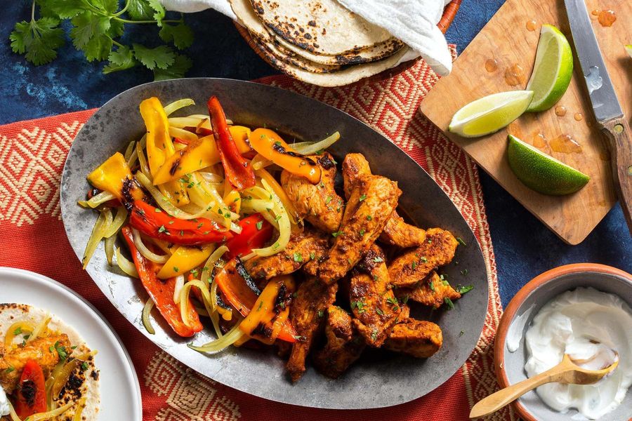 Fast New Mexican Chicken Fajitas with Sweet Peppers and Onion photo