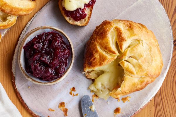 Baked Brie en Croute with Cranberry & Sweet Cherry Compote