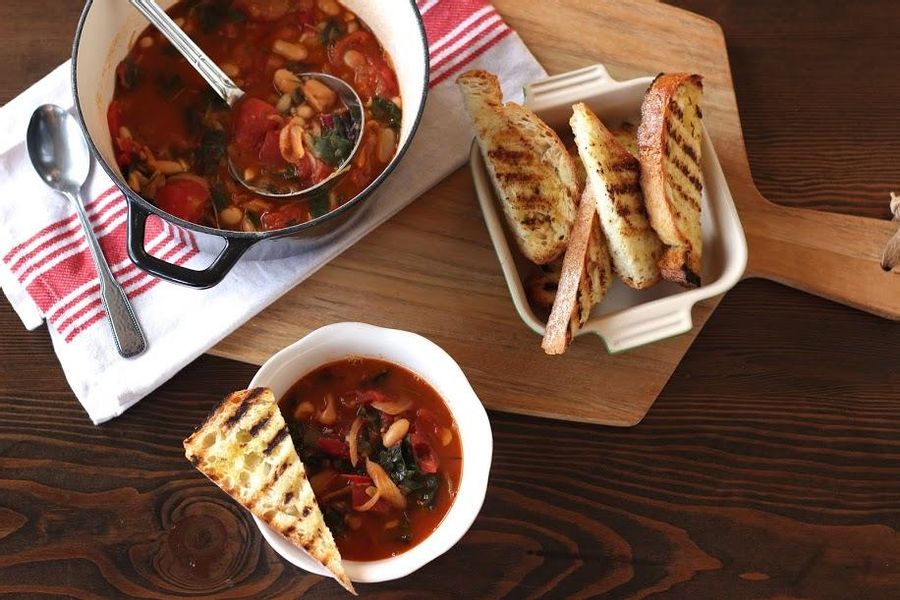 Tuscan white bean stew with swiss chard