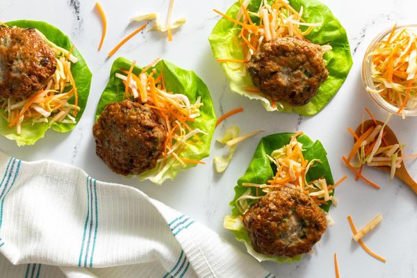 Lettuce-wrapped turkey sliders with Asian slaw