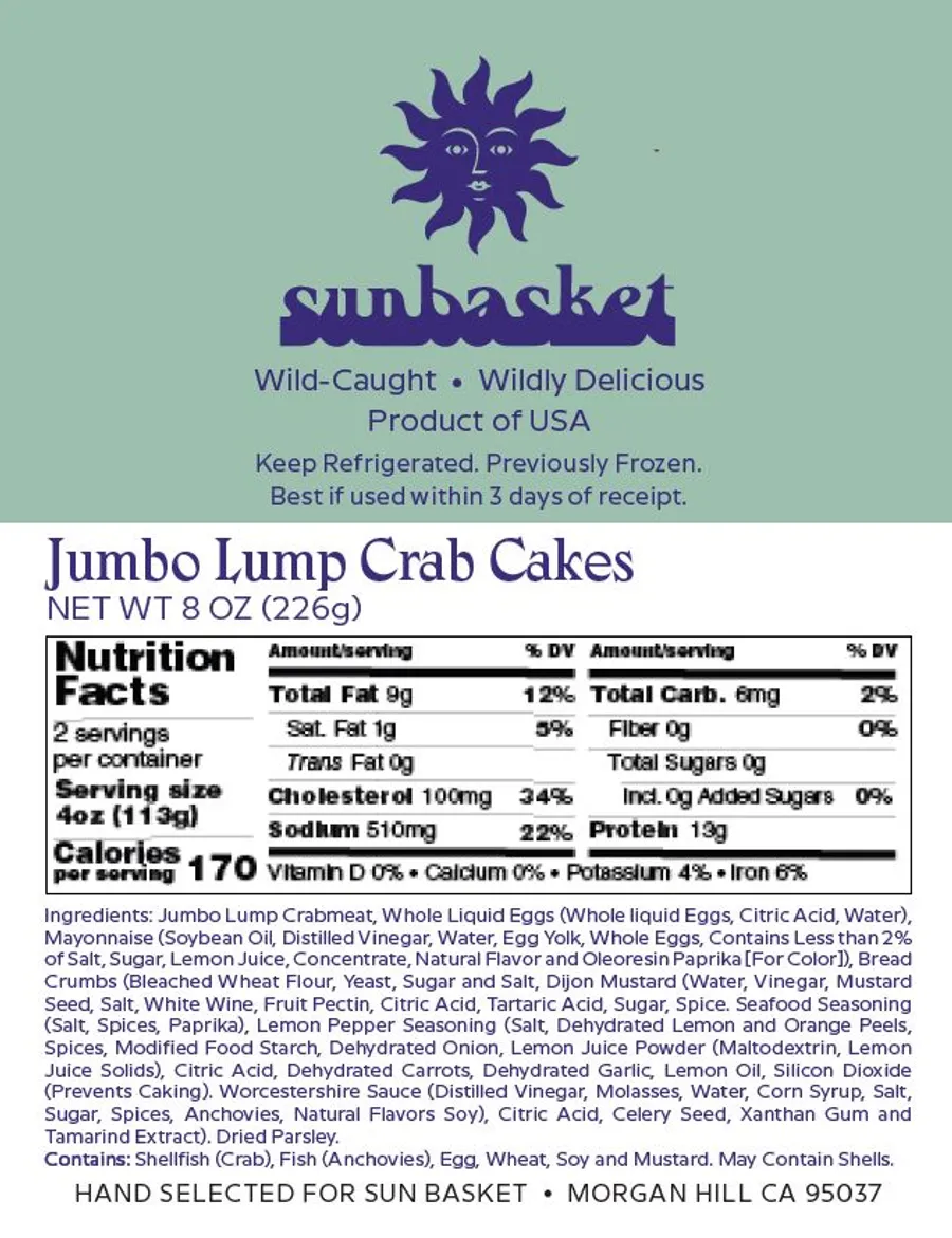 Jumbo Lump Crab Cakes (2 count) Nutrition