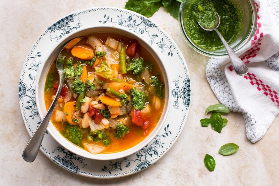 Provençal vegetable-bean soup with pistou