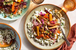 Moroccan chicken with cauliflower “rice” and warm carrot salad