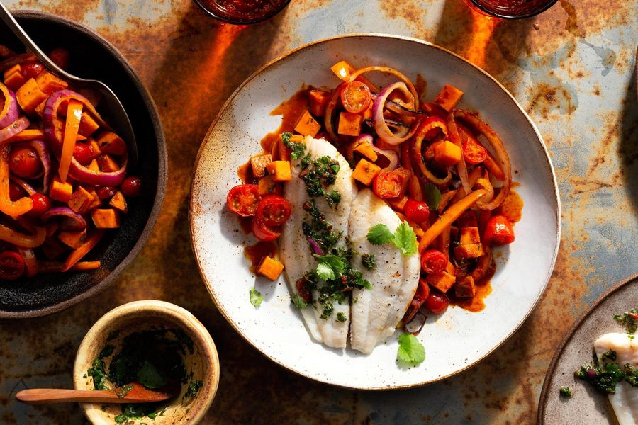 Peruvian-style sole with lime and sweet potato