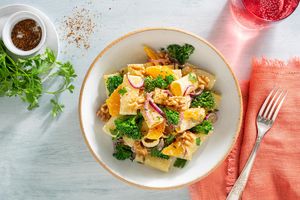 Rigatoni with orange, broccoli rabe, and ricotta