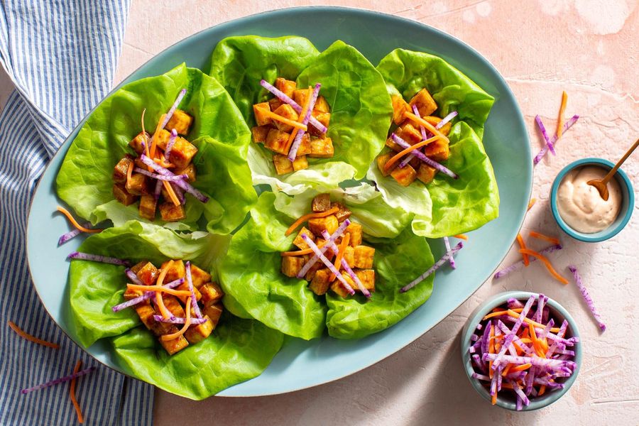 Lettuce cups with your choice of protein and hoisin sauce