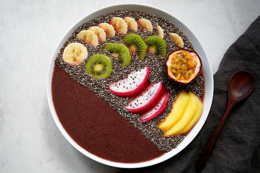 Paleo tropical fruit acai bowl