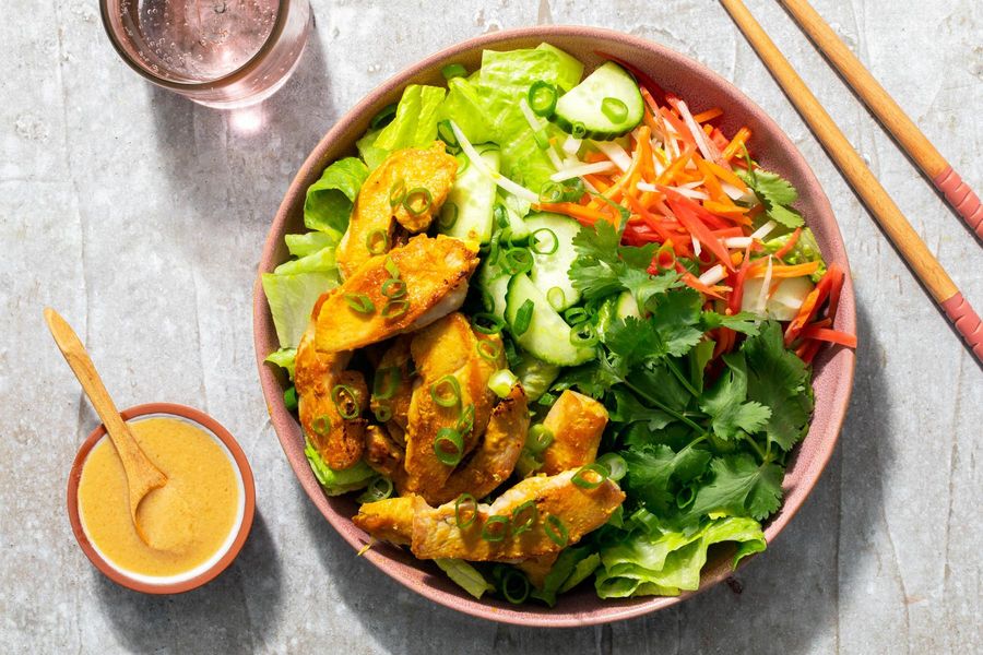 Banh mi salad with pickled carrots and sesame-miso dressing