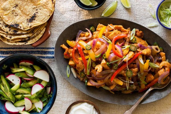 Chicken fajitas with cucumber-radish salsa