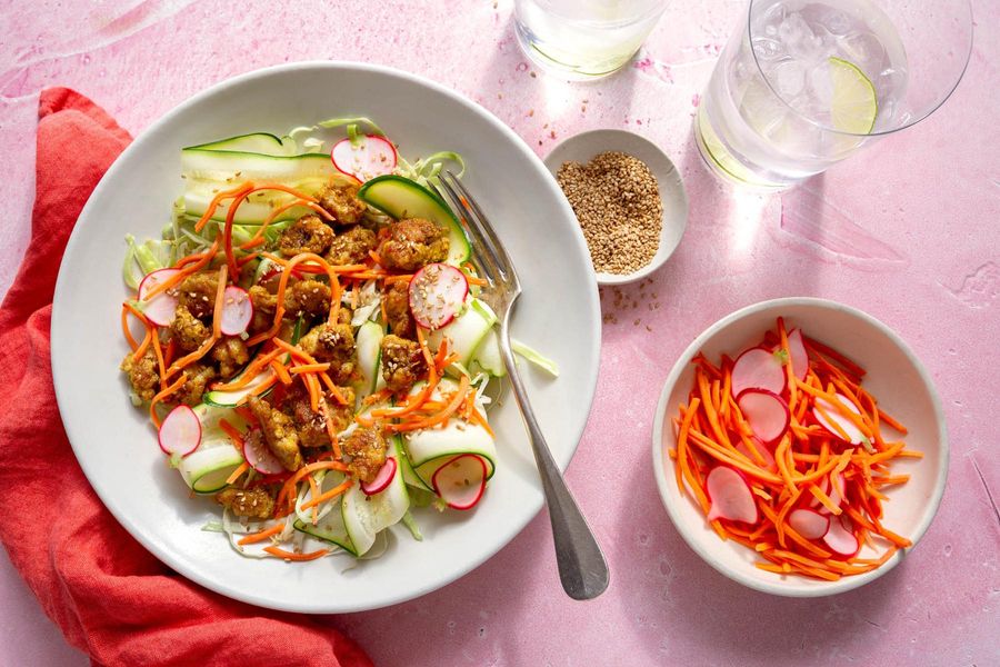 Vietnamese salad with zucchini ribbons and your choice of protein
