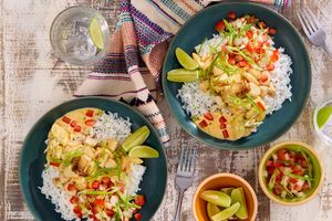 Brazilian-style tilapia and tomato salsa over steamed rice