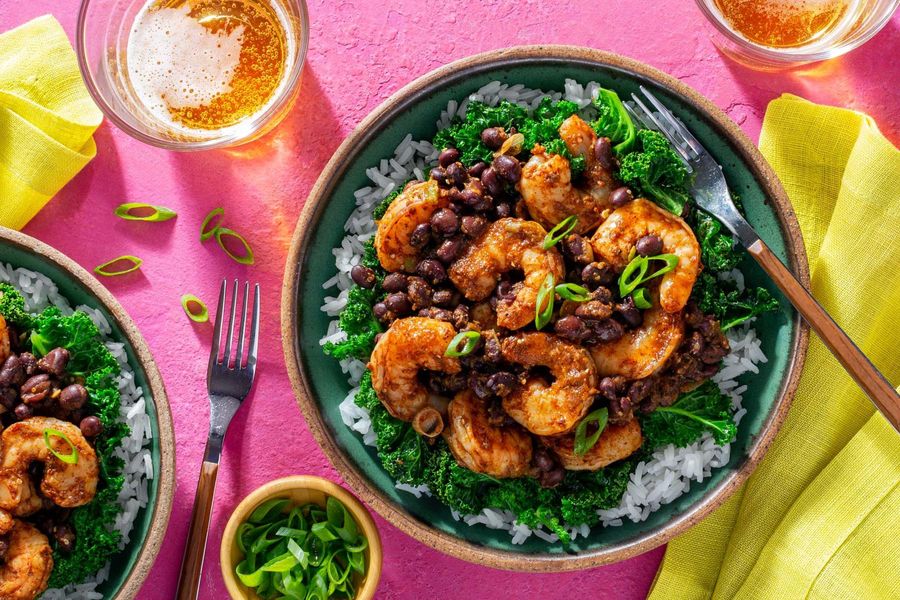 Mexican tomatillo stew with black beans and your choice of protein