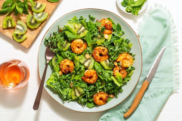 Spanish steak salad with kiwi, mint, and Marcona almonds