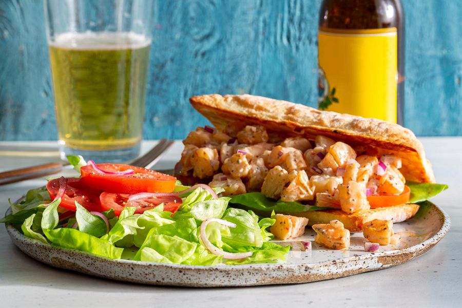 Shrimp Louie sandwiches with butter lettuce salad