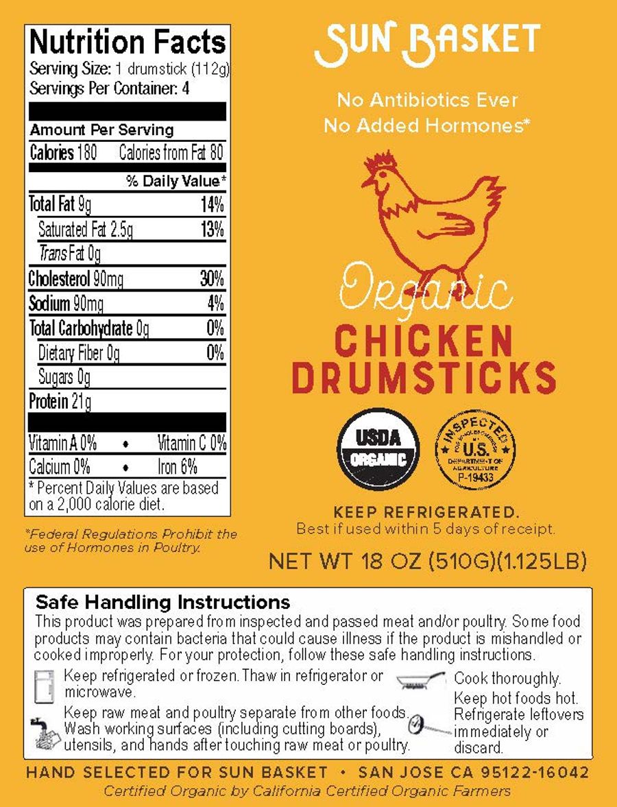 Organic chicken drumsticks (4 count) Nutrition